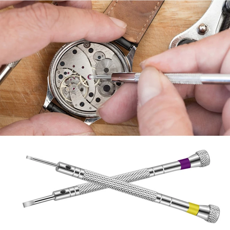 2Set 0.5-2.5Mm Steel Precision Screwdriver Set/9Pcs For Watch Repairing Portable Watchmaker Blade Assort Slotted Tools