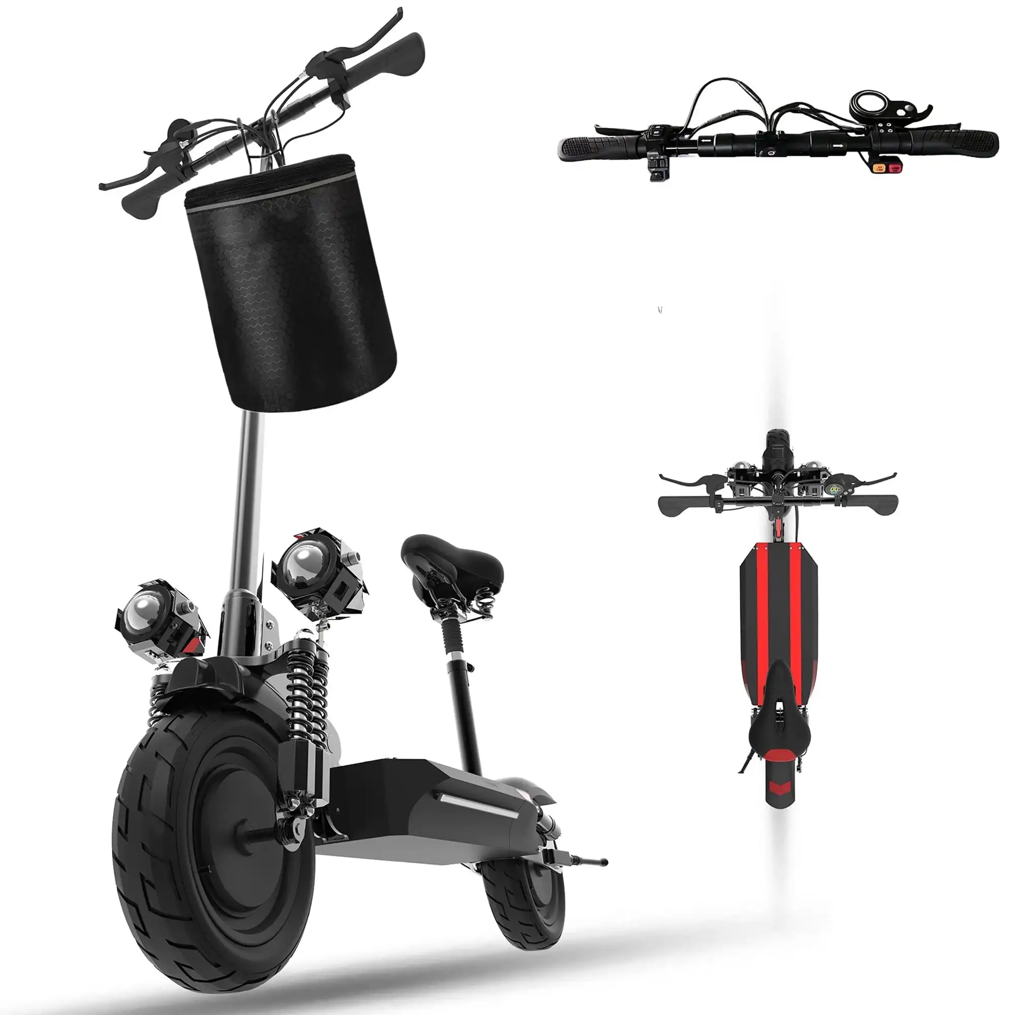 

US MX Warehouse Dual Motor Electric Scooter Adults with Seat,40Mph Max Speed& 43Miles Range Folding Electric Scooter Disc Brake