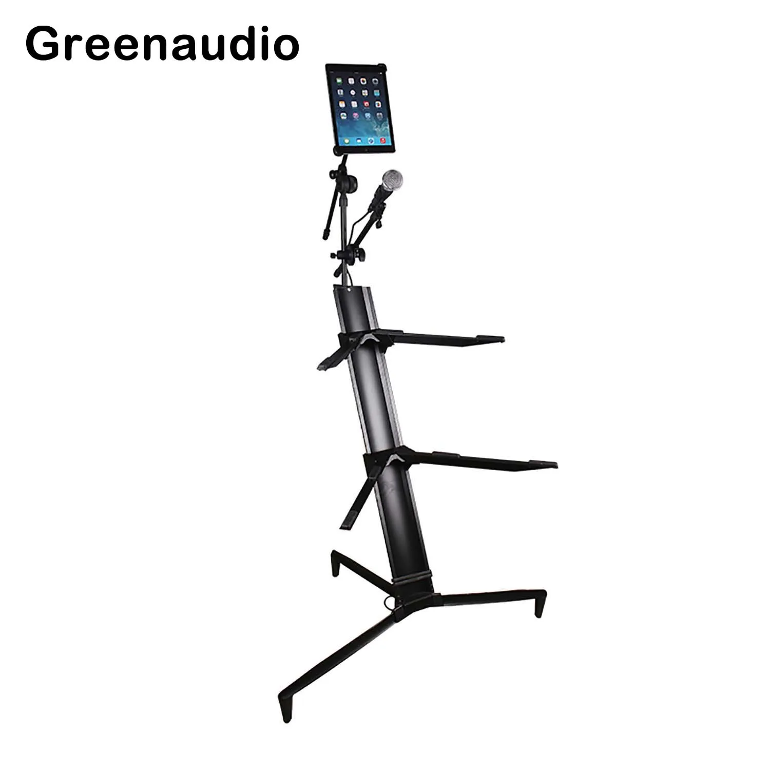 GAZ-BS01 Professional 2-Tier Column Aluminium Alloy Keyboard Stand With Keyboard Microphone Holder For Music Perforamce