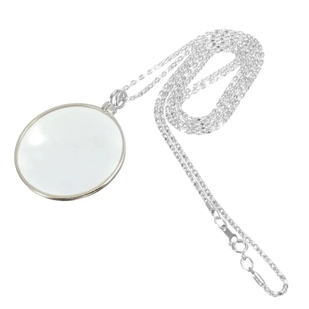 Fashion Reading Necklace Magnifier Mini High Definition 5X Magnifying Glass Gold/Silver Durable Clavicle Chain Studying