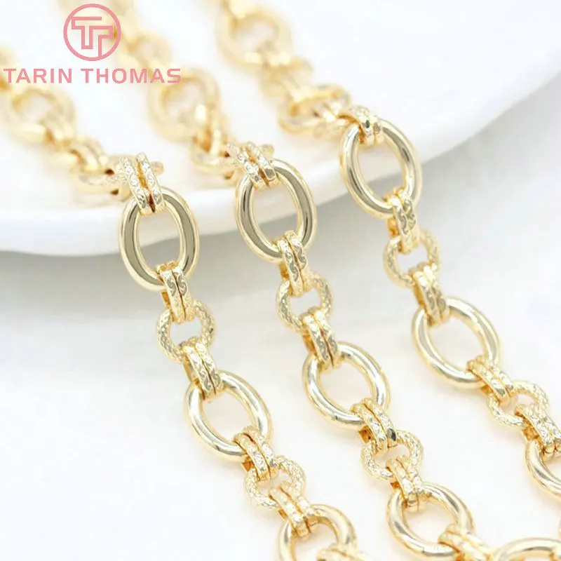 (6189) 50CM Width 8.8MM 24K Gold Color Brass Bracelet Necklace Chains High Quality Diy Jewelry Findings Accessories Wholesale