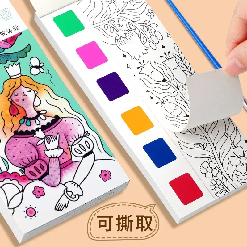 Libro di pittura per graffiti a guazzo portatile per bambini Libro di pittura ad acqua Libro di pittura con penna a pennello per acquerello Giocattoli educativi