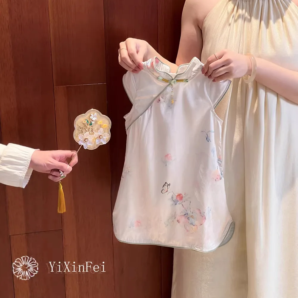 Girls' Cheongsam Summer 2026 New Fashionable New Chinese Style Skirt for Girls' Baby Super Beautiful Dress