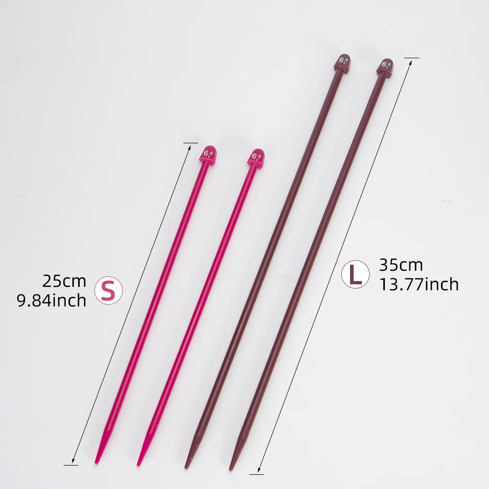 QJH Single Pointed Hand Knitting Needles Set for DIY Enthusiast25/35cm Lenght Plastic Weaving Needle Tools 2.0mm-6.5mm 20pcs/set