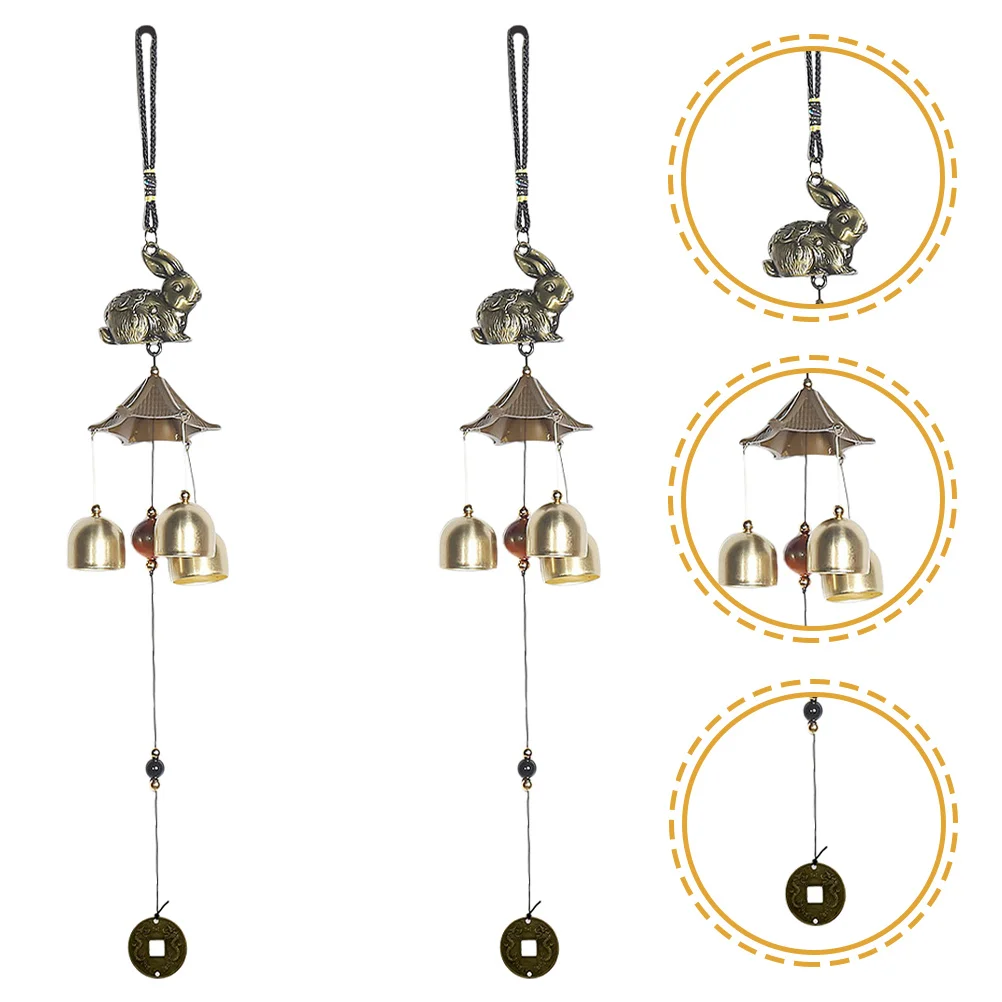 

2Pcs Alloy Chime Metal Hanging Bell Decoration Outdoor Wind Bell Durability Fine Workmanship Rabbit