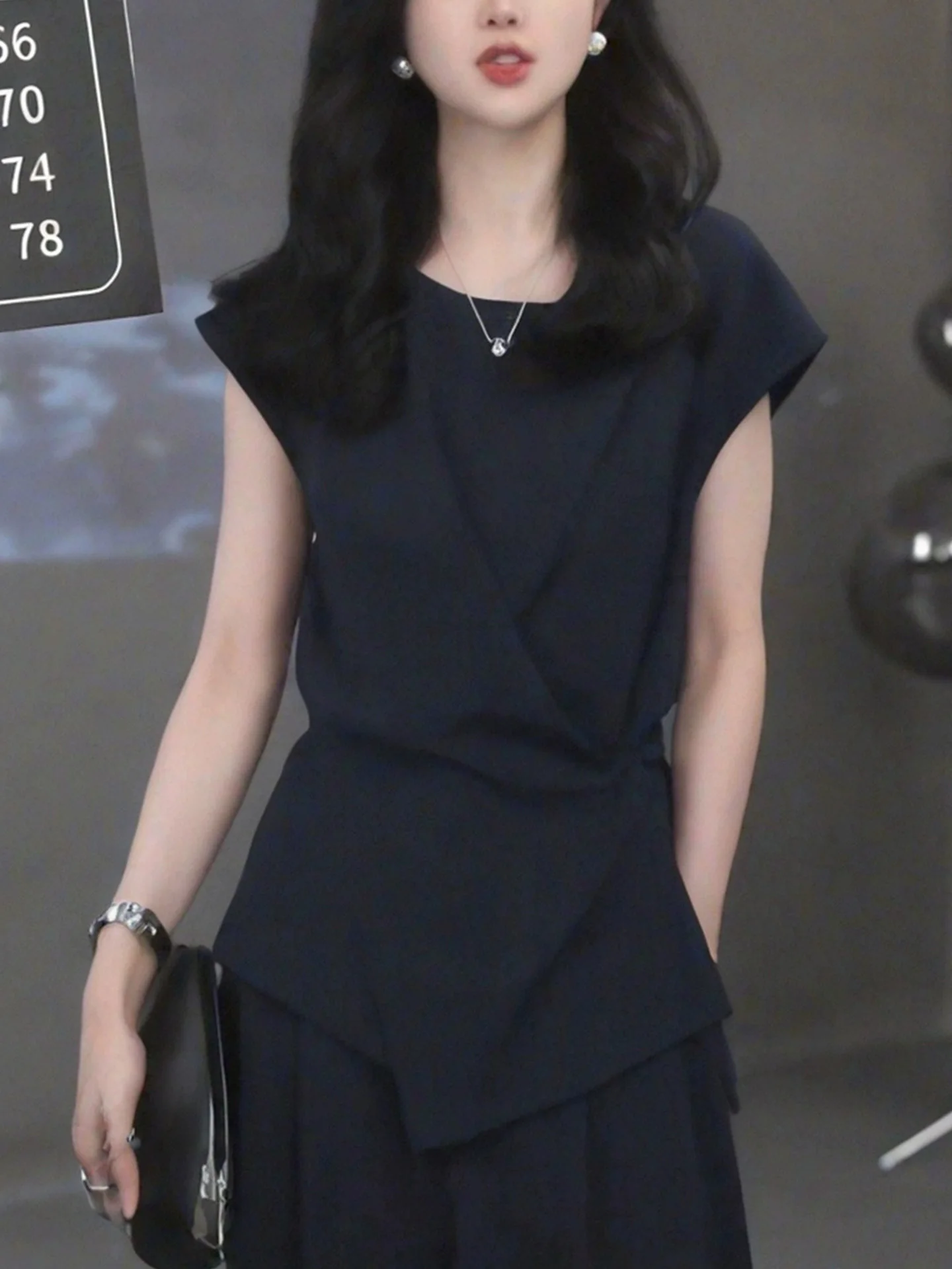 

Летняя женская футболка с коротким рукавом, приталенная, универсальная, повседневная, в корейском стиле, с круглым вырезом, Poetic Lin