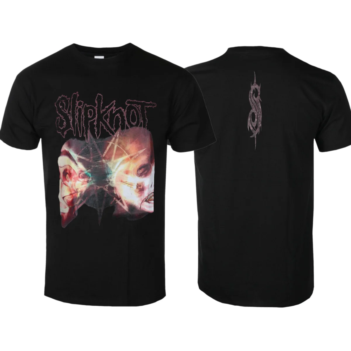 Slipknot - 2 Faces Pattern Printed T-shirt - Criticizes Metal Band T-shirt - Suitable for Both Men and Women