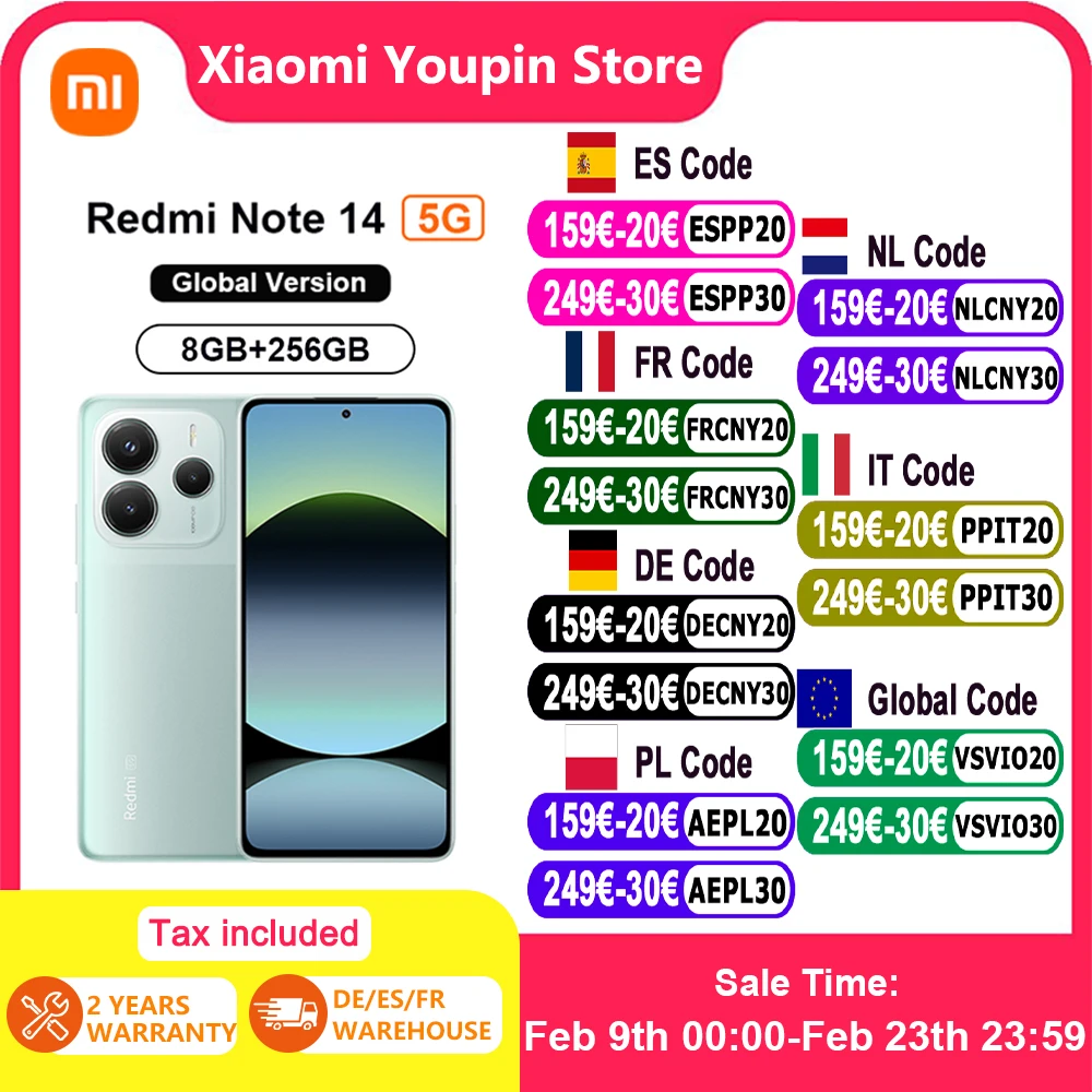 Versão global xiaomi redmi note 14 5g smartphone nfc mtk dimensão 7025-ultra 108mp câmera 5110mah bateria 45w turbo carregamento