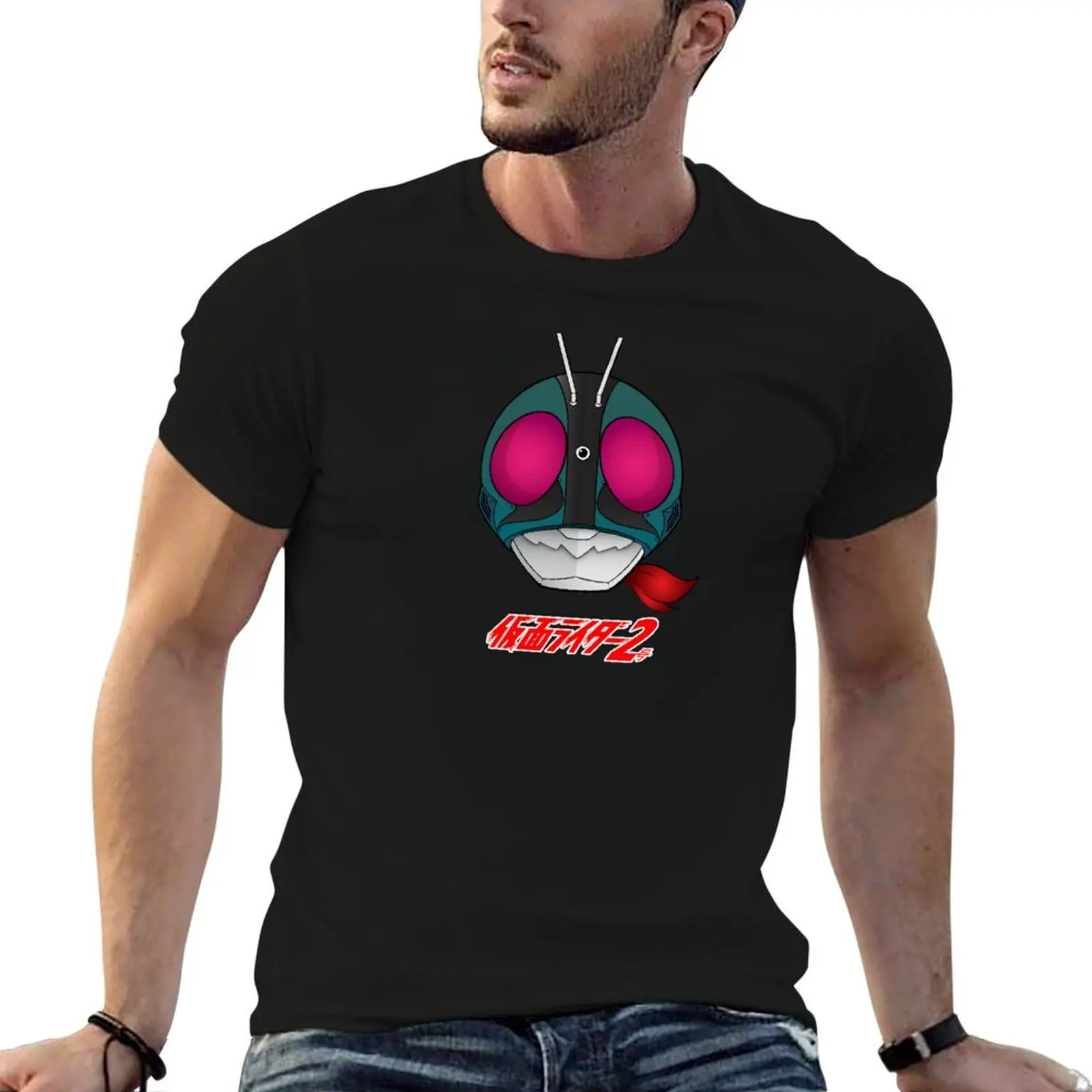 Camiseta Kamen Rider 2 Nigo Showa Masked Rider, camisetas divertidas para hombre, camiseta 100% de algodón