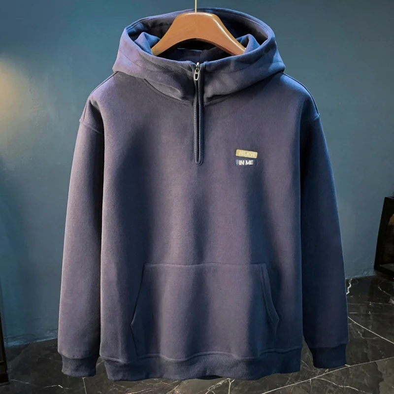 Men's 2025 Fall/Winter New Loose Casual Pullover Sweatshirt Oversized Hooded Half-Zip Hoodie