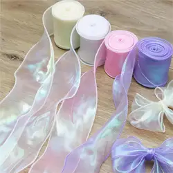 (10 Yards/pack) 60mm Colorful Fish Tail Yarn Organza Ribbon Packaging Gift Box Lolita Hair Accessories Lamp Home Decoration DIY