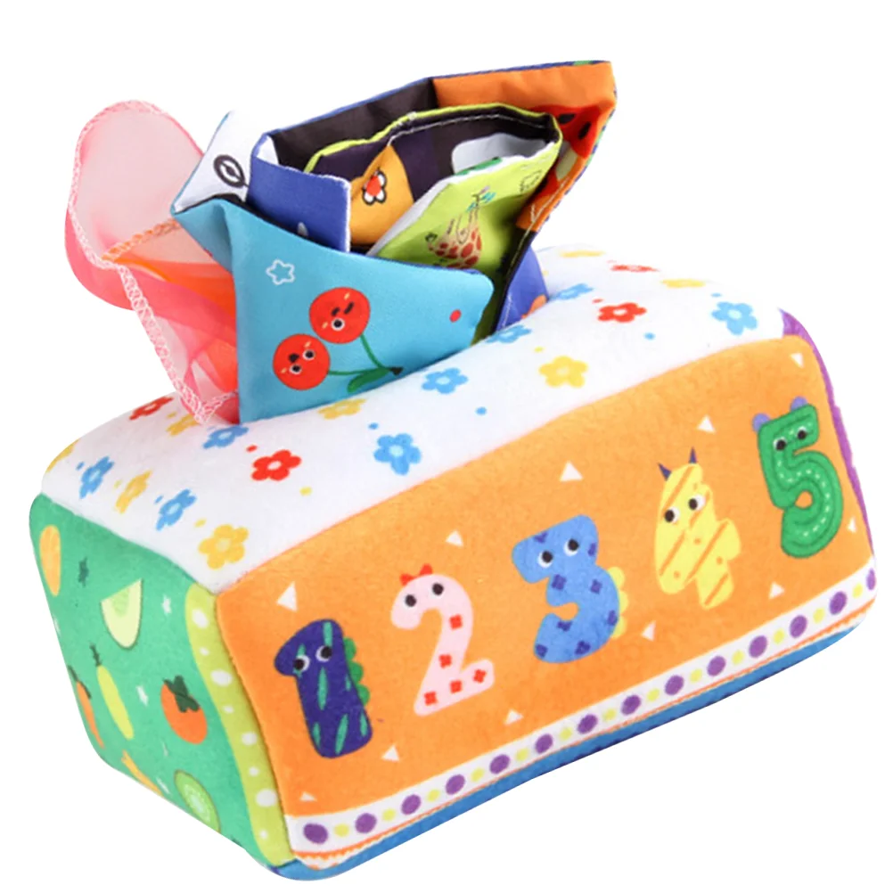 Baby Tissue Box Toys Sensory for Toddlers Early Educational Plaything Puzzle Hand Pulling Cloth Accessory Learning
