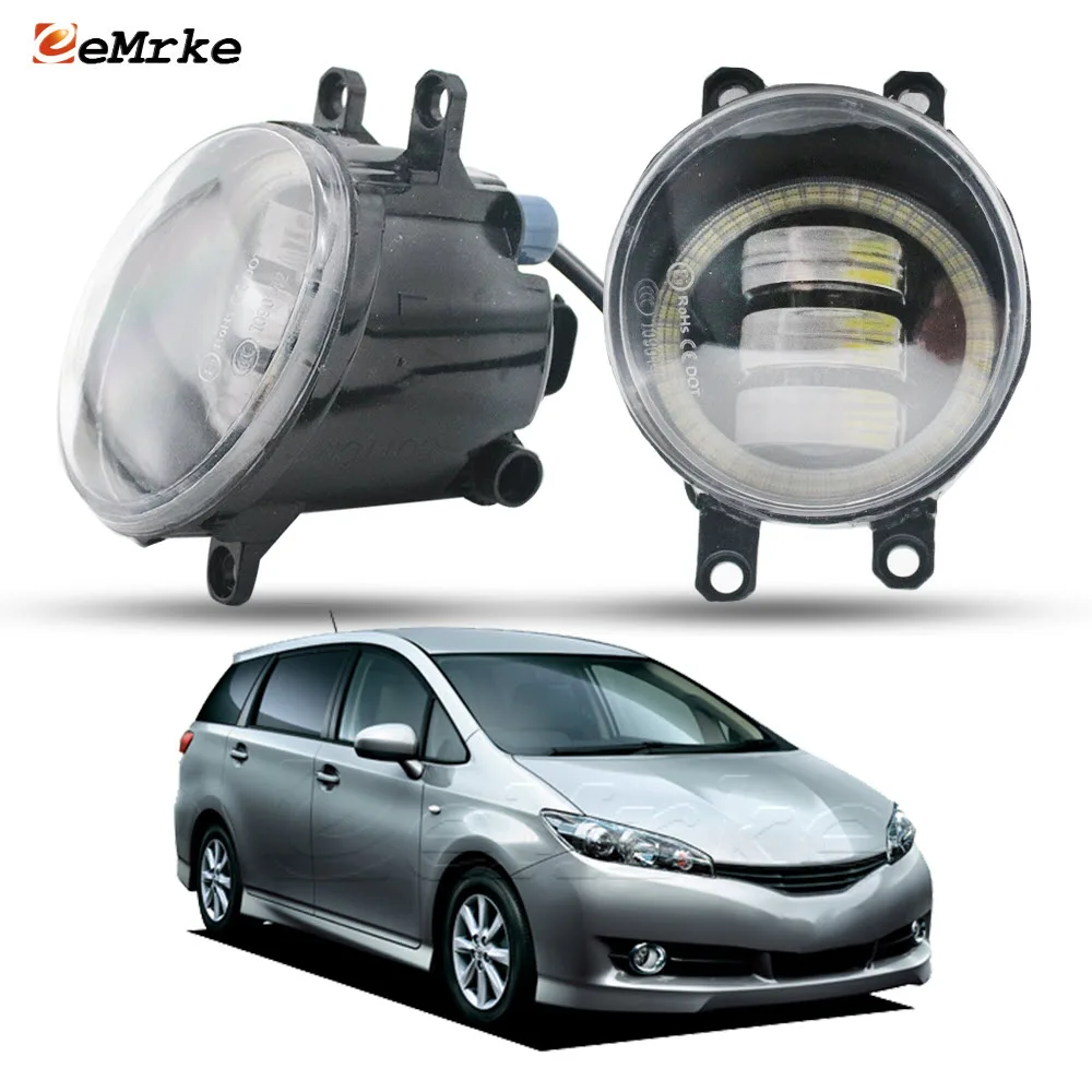 L & R Led Fog Lights PTF for Toyota Wish 1.8G 1.8X 2.0G 2009 2010 2011 2012 with Lens Angel Eyes Car DRL Daytime Running Lamp