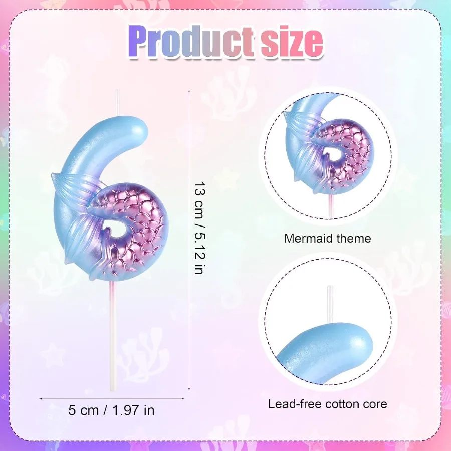 شموع عيد ميلاد حورية البحر، شموع أرقام زرقاء، شموع عيد ميلاد حورية البحر، شموع عيد ميلاد سعيد، مستلزمات حفلات أعياد الميلاد f #2