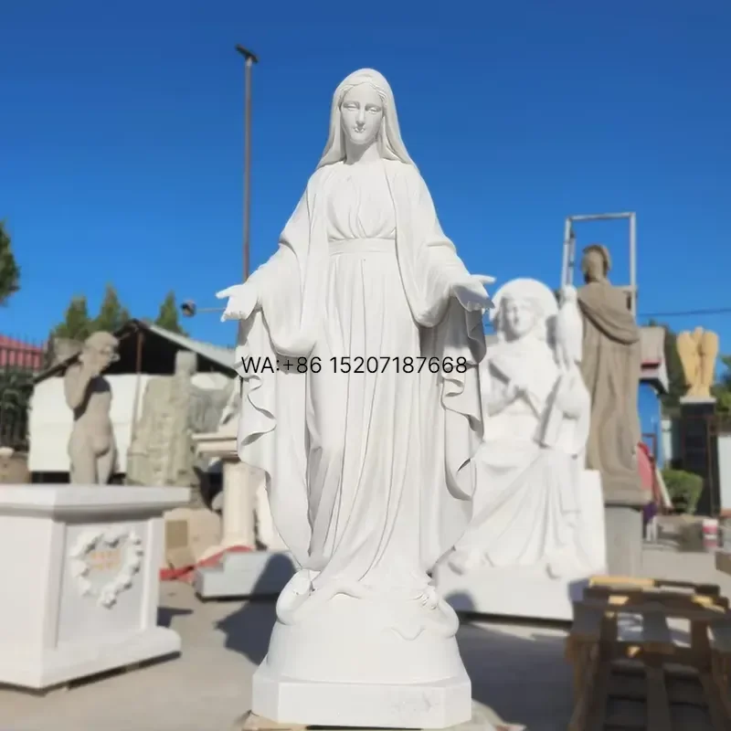 Wmwmnu for YouFine White Virgin Mary Statue Outdoor Garden Our Lady of Lourdes Religious Church Decoration Hand Carved