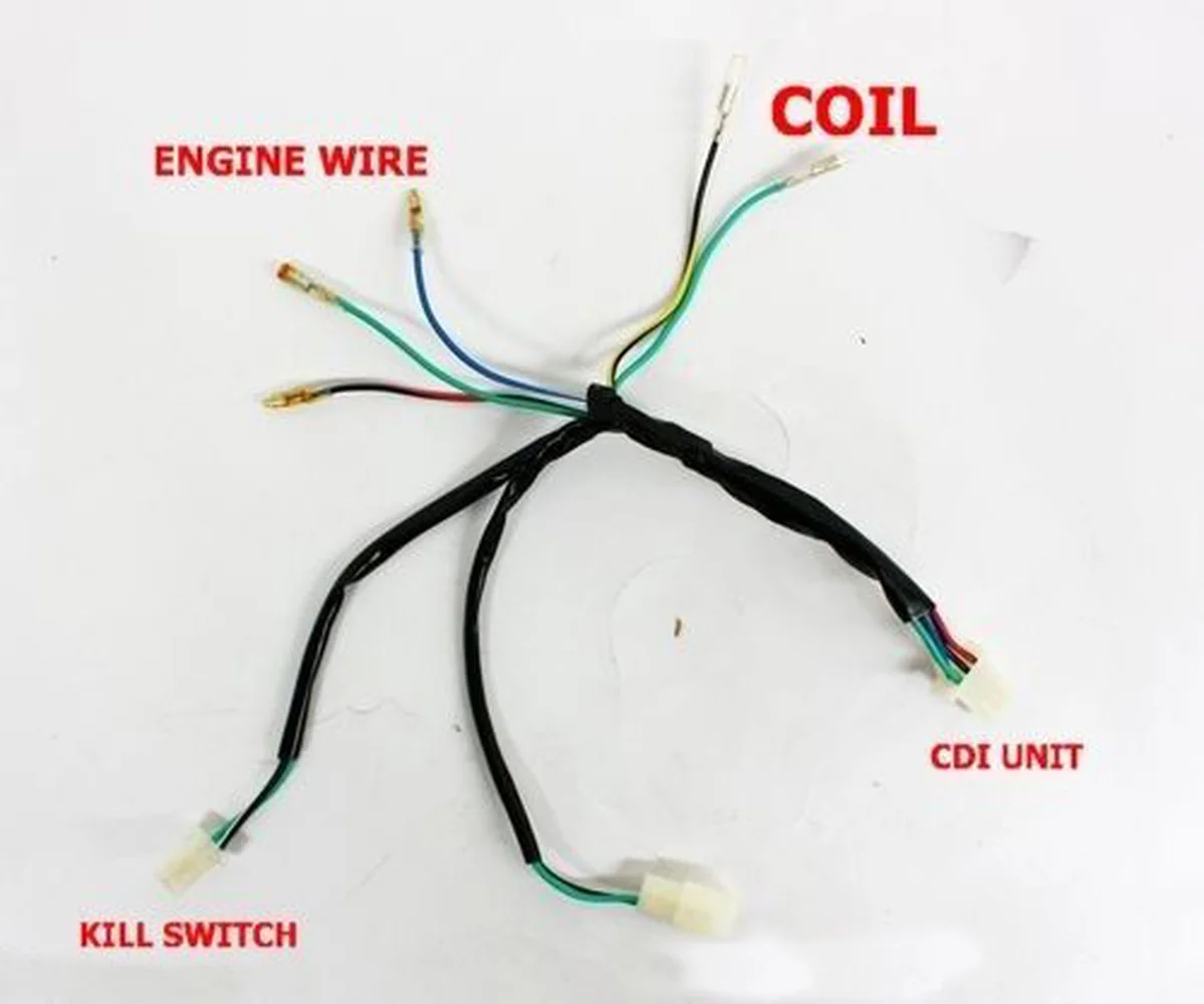 1/2PC Complete Kick Start Engine Wiring Harness Loom CDI Ignition Coil Kill Switch For 50cc 70cc 110cc 125cc 140cc PIT Dirt Bike