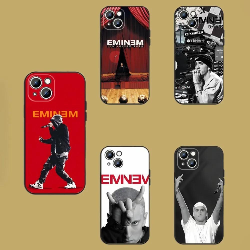 E-Eminem Rapper Rap God Phone Case For iPhone 15,14,13,12,11,Plus,Pro Max,XS,X,XR,SE,Mini,8,7 Soft Silicone Black Cover