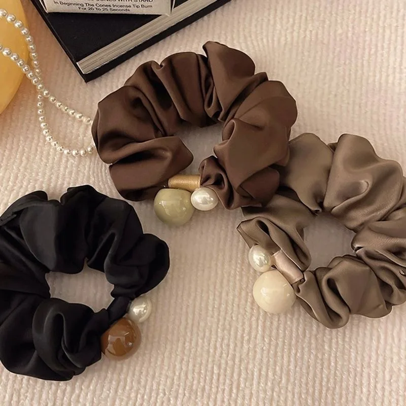 

Elegant Pearl Large Hair Scrunchies for Women Girl Simple Elastic Rubber Bands Hair Ties Sweet Hair Ornament Fashion Accessories