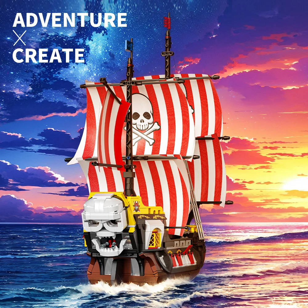 Blackbeard Pirate Ship Model Male and Female Intelligence Assembly Building Blocks Toy Gift