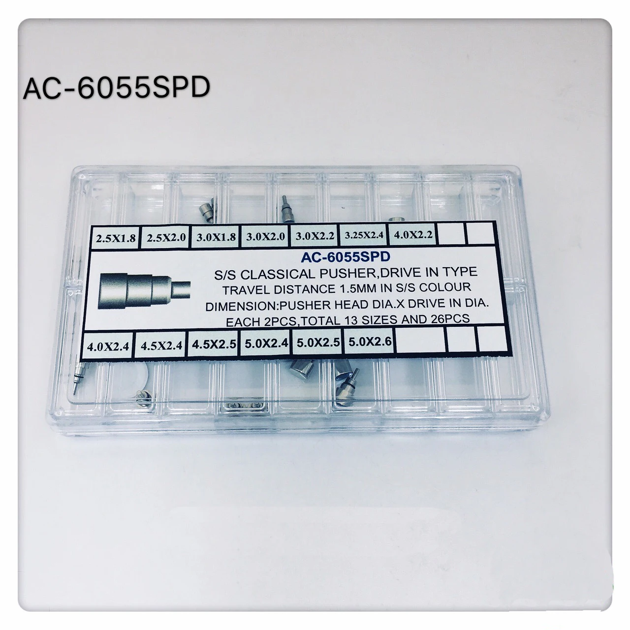 Screw-In Type Watch Crown Chronograph Button Watch Pusher Accessories Kit AC-6057SPS Watch Repair Tool for Watchmaker Silver