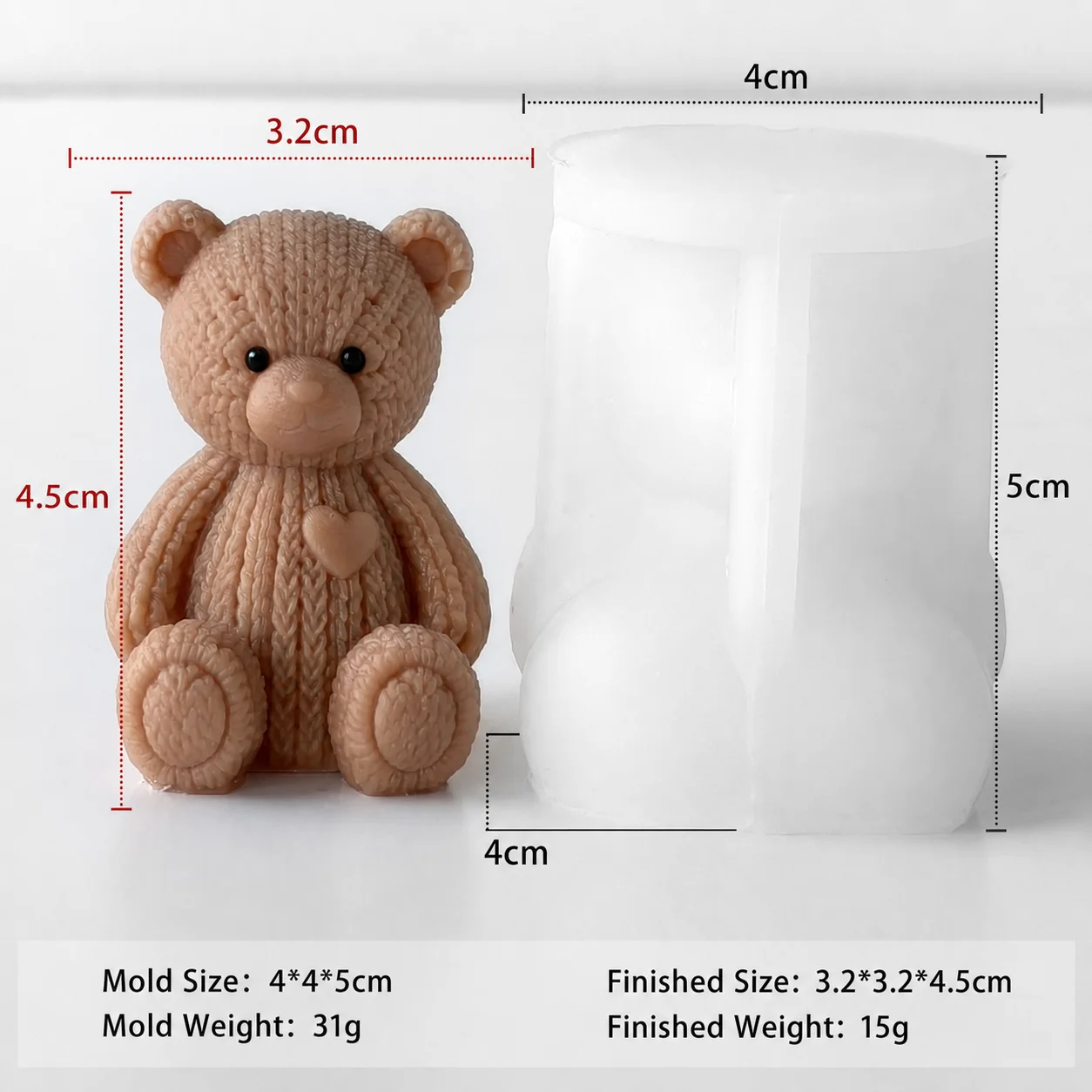 Bear Shaped Mold Handmade Aromatherapy Candle Mold Resin Mold Clear Texture For Craft Studio Creation Resin Crafts Handmade