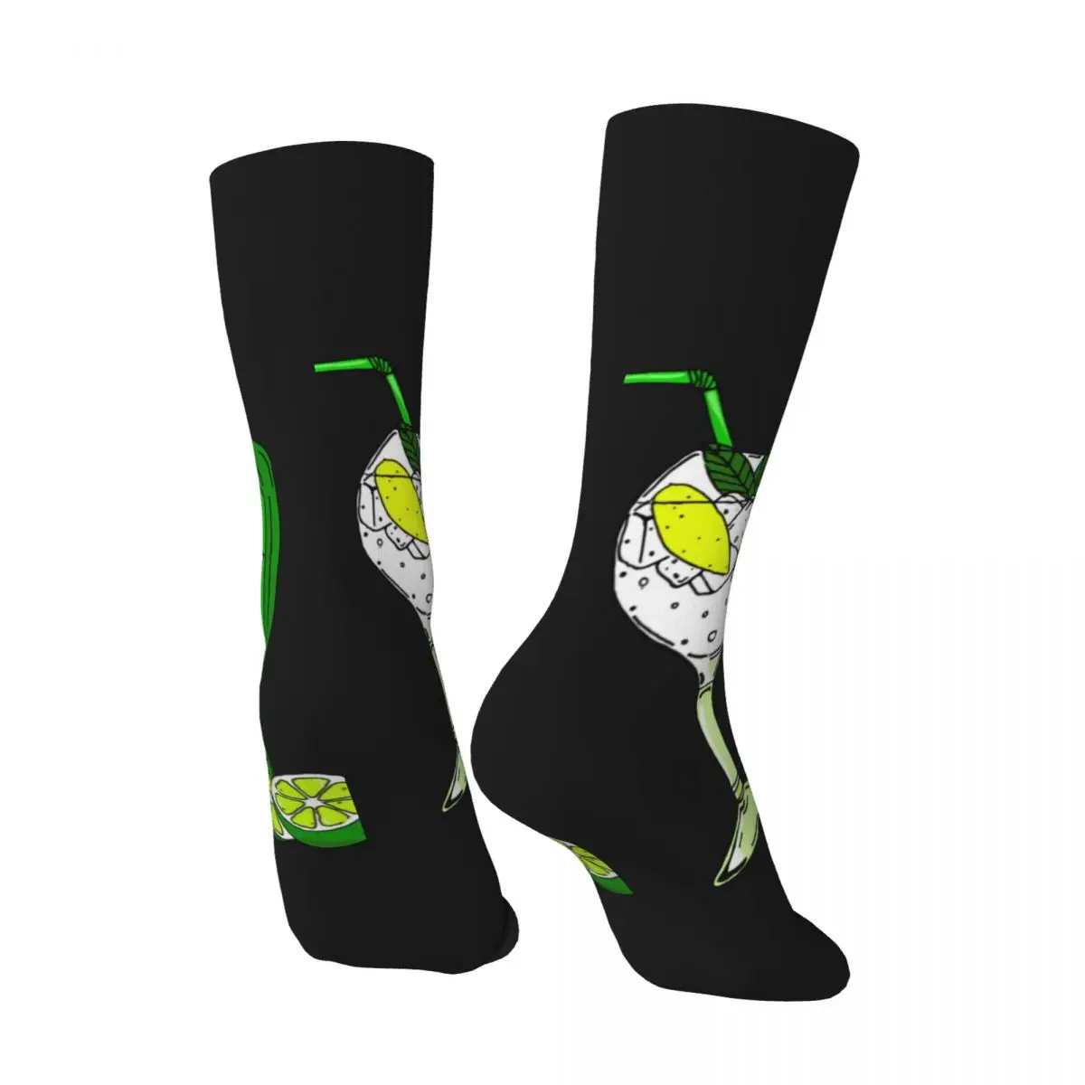 Gin And Tonic Socks Cocktail Glass Harajuku Stockings Autumn Non-Slip Couple Socks Quality Graphic Skateboard Socks