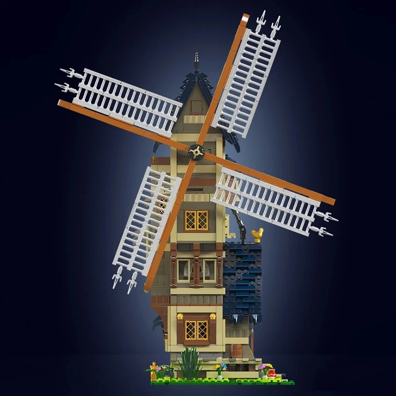 1584PCS Medieval Windmill Building Blocks Street View Villa Model Architecture City House Bricks Toy Kid Adult For Gifts