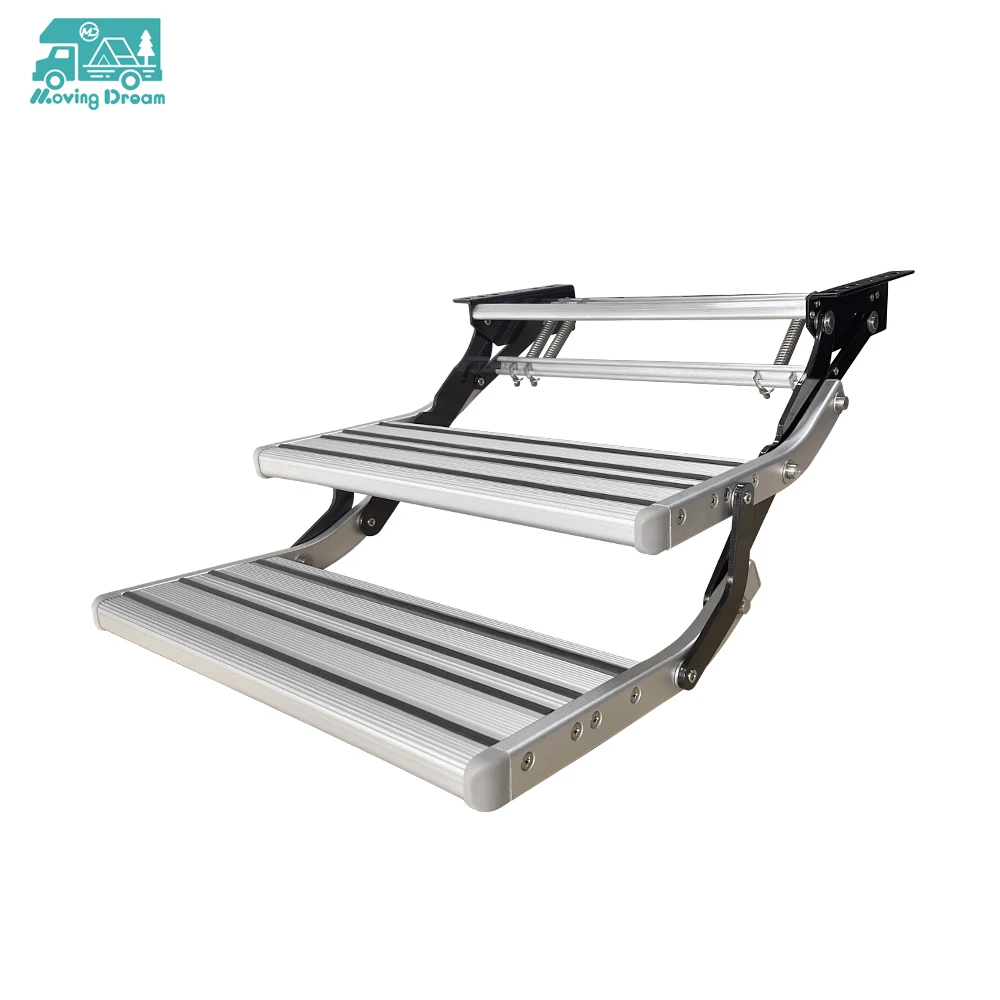 

JDA Aluminum Alloy Double Layer Drop Down Manual Folding RV Step For Camper RV Motorhome Trailers Caravan