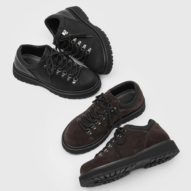 

Мужская одежда Briti Sle в стиле ретро для скалолазания, повседневная обувь Thi Bot Heightening Commuter Leather oes American Sle Versatil...