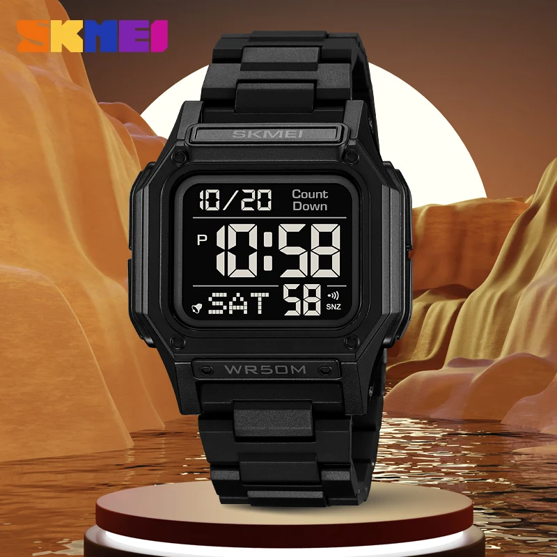 SKMEI Waterproof Sport Watch for Man Countdown Stopwatch Digital Wristwatch 2Time Fashion Mens Clock