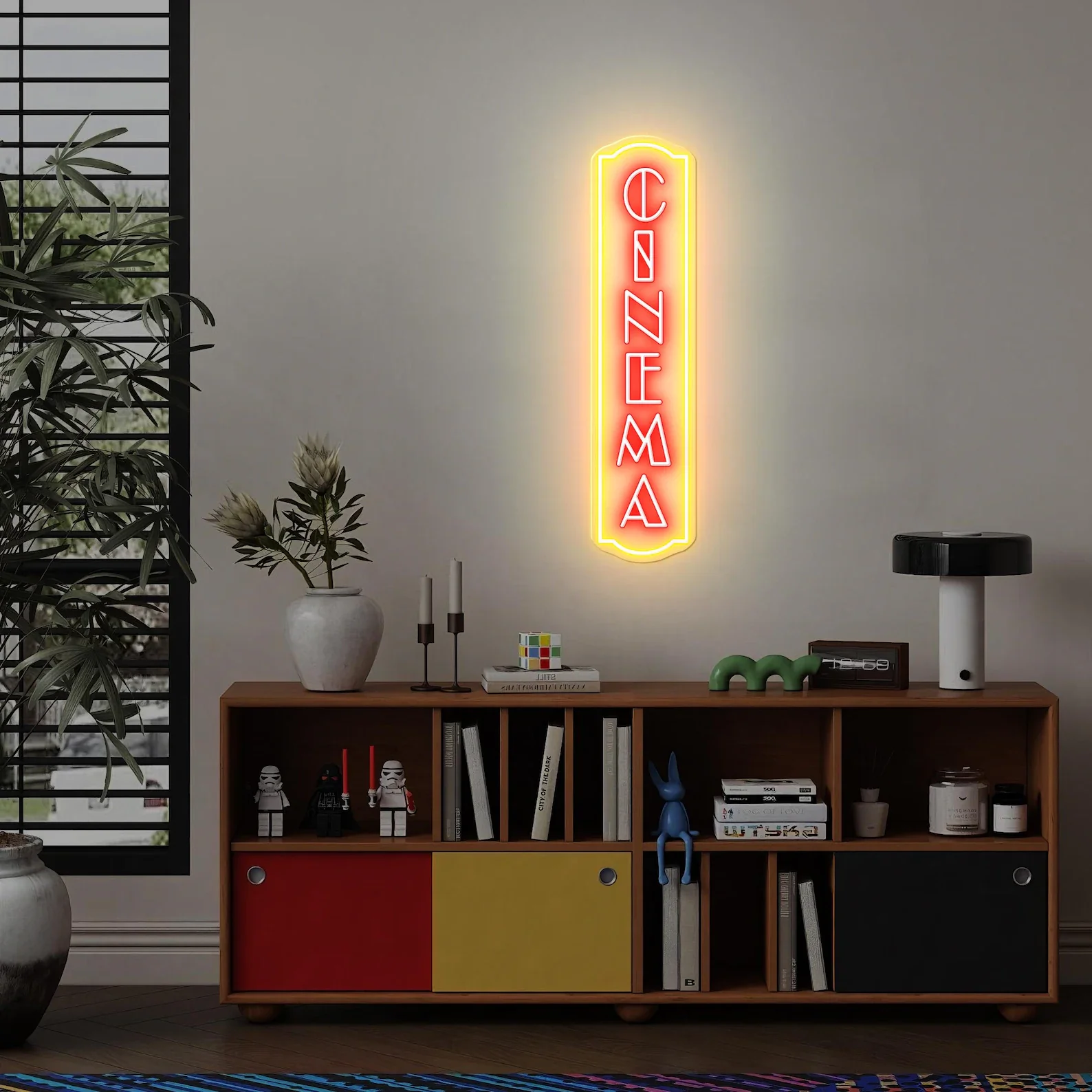 Home Cinema Wall Lights - Vertikales Kino-Neonschild für Heimkino-Wanddekoration, Retro-Film LED-Leuchtschild,