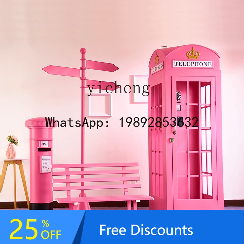 

C1 wrought iron phone booth mailbox ornament floor scene exhibition hall display decoration shopping mall DP layout props