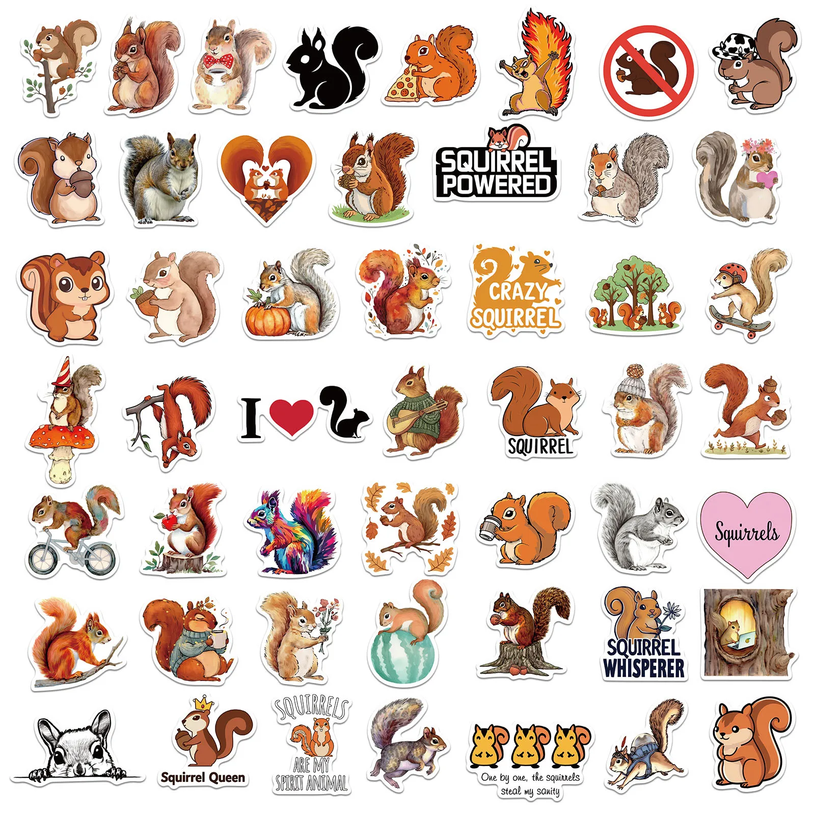 10/30/50PCS Leuke Dierenstickers Eekhoorn Cartoon Sticker Kinderen Speelgoed Koelkast Bagage Laptop Telefoon Gitaar auto Skateboard Decoratie