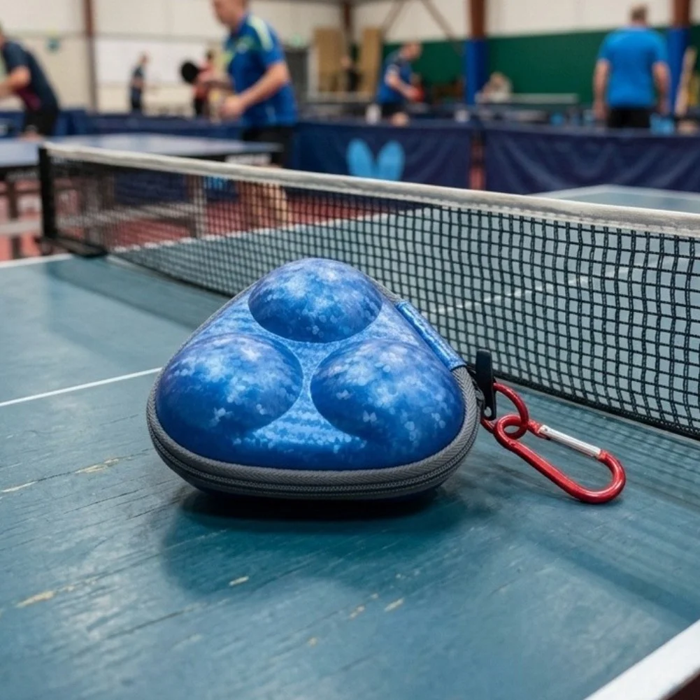 Lightweight Hard Table Tennis Ball Case Shell For 3 Balls With Wide Clamshell Opening And Metal Carabiner Sports Accessories
