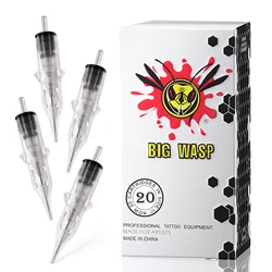 BIGWASP-Cartouche de tatouage grossier, Shader rond, Magnum incurvé pour stylo de machine à tatouer, fournisseur de tatouage, 20 pièces par boîte