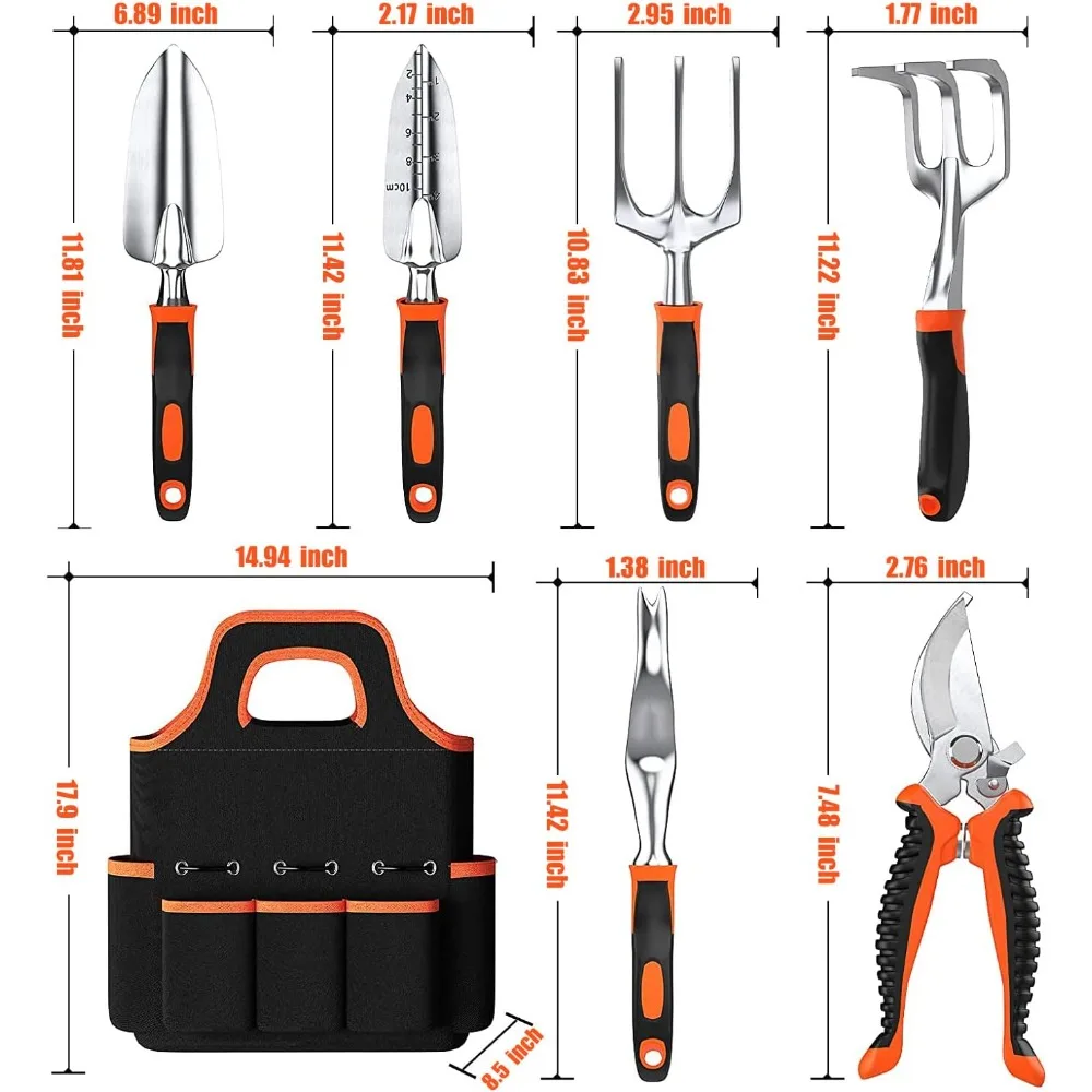 Gardening Tool Set, Upgrade Gardening Supplies 9 PCS,  Include Garden Gloves Pruning Shears Rake Tote Bag Trowel Watering Can