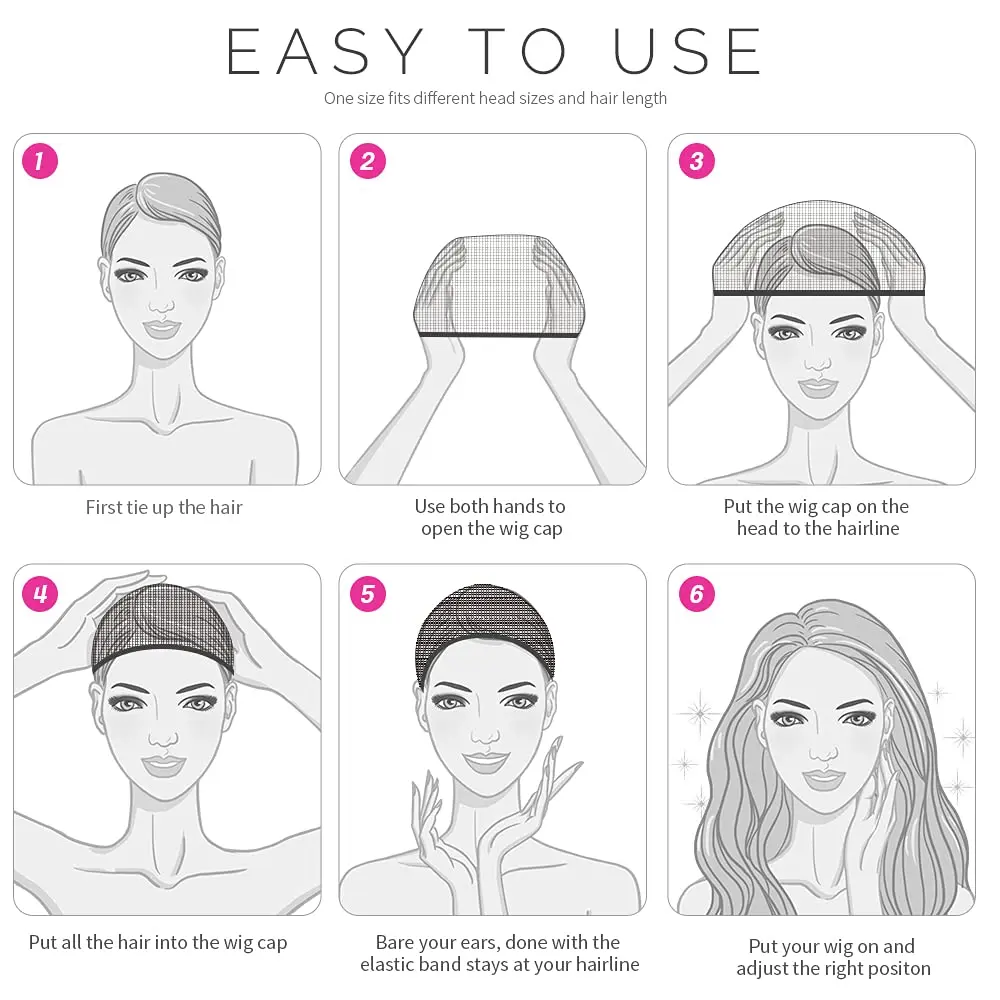 جوارب قبعة شعر مستعار 4 قطعة قبعات شعر مستعار شبكية منسوجة شبكة شعر مستعار لإغلاق الشعر وقبعات شعر مستعار شبكة صيد السمك للنساء باللون الأسود