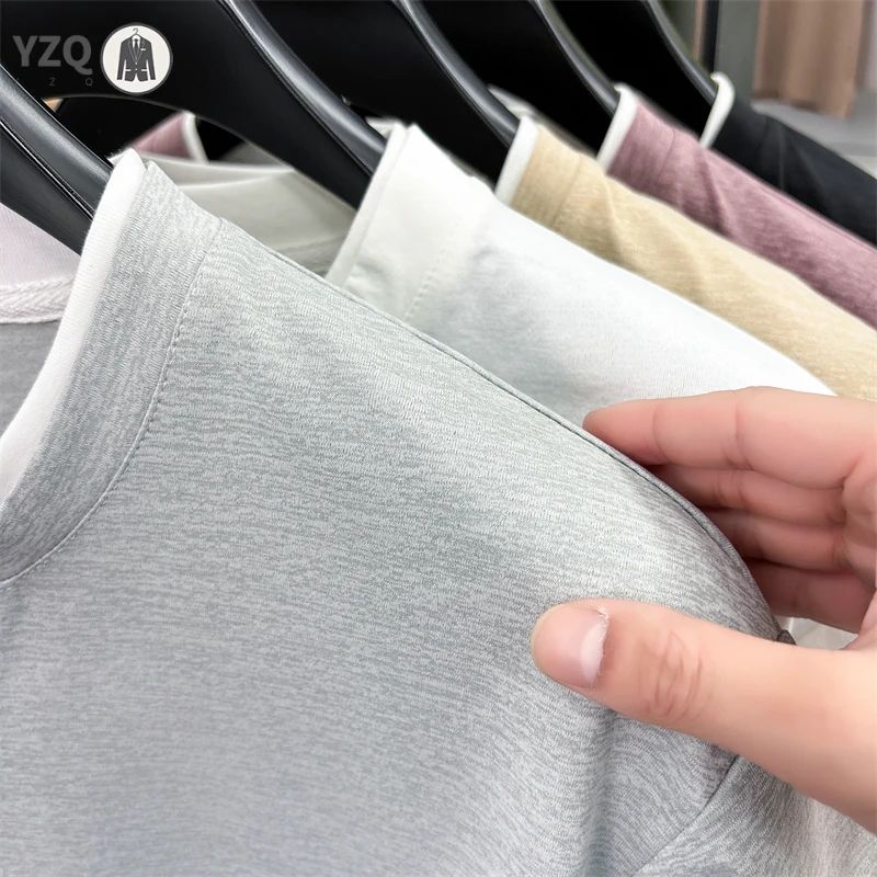 Mens Short Sleeve T Shirt Henley Neck Fake Two Piece Casual Tops Breathable Slim Fit Tees For Men Daily Outfits view 6