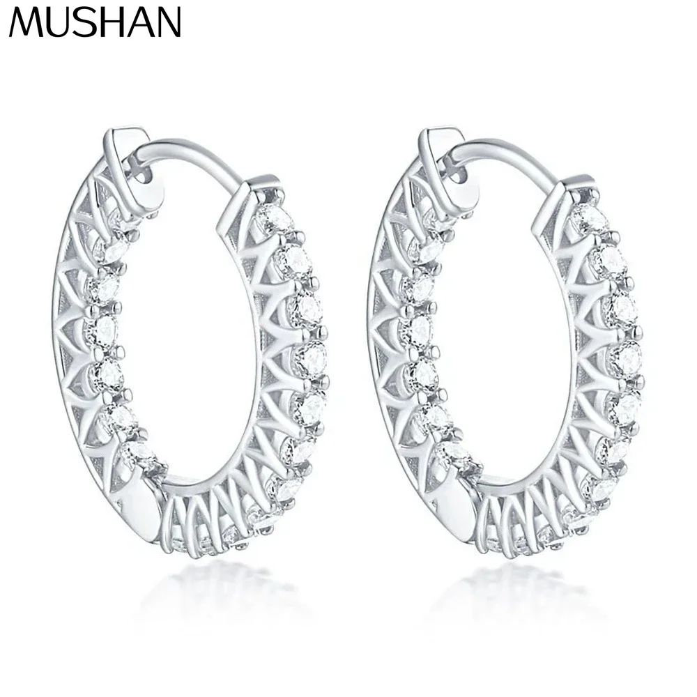 MuShan Brand Jewelry 925 Sterling Silver Earrings Cubic Zirconia 7A Leverback Formal Ladies Rhodium Plated Fine Jewelry Earring