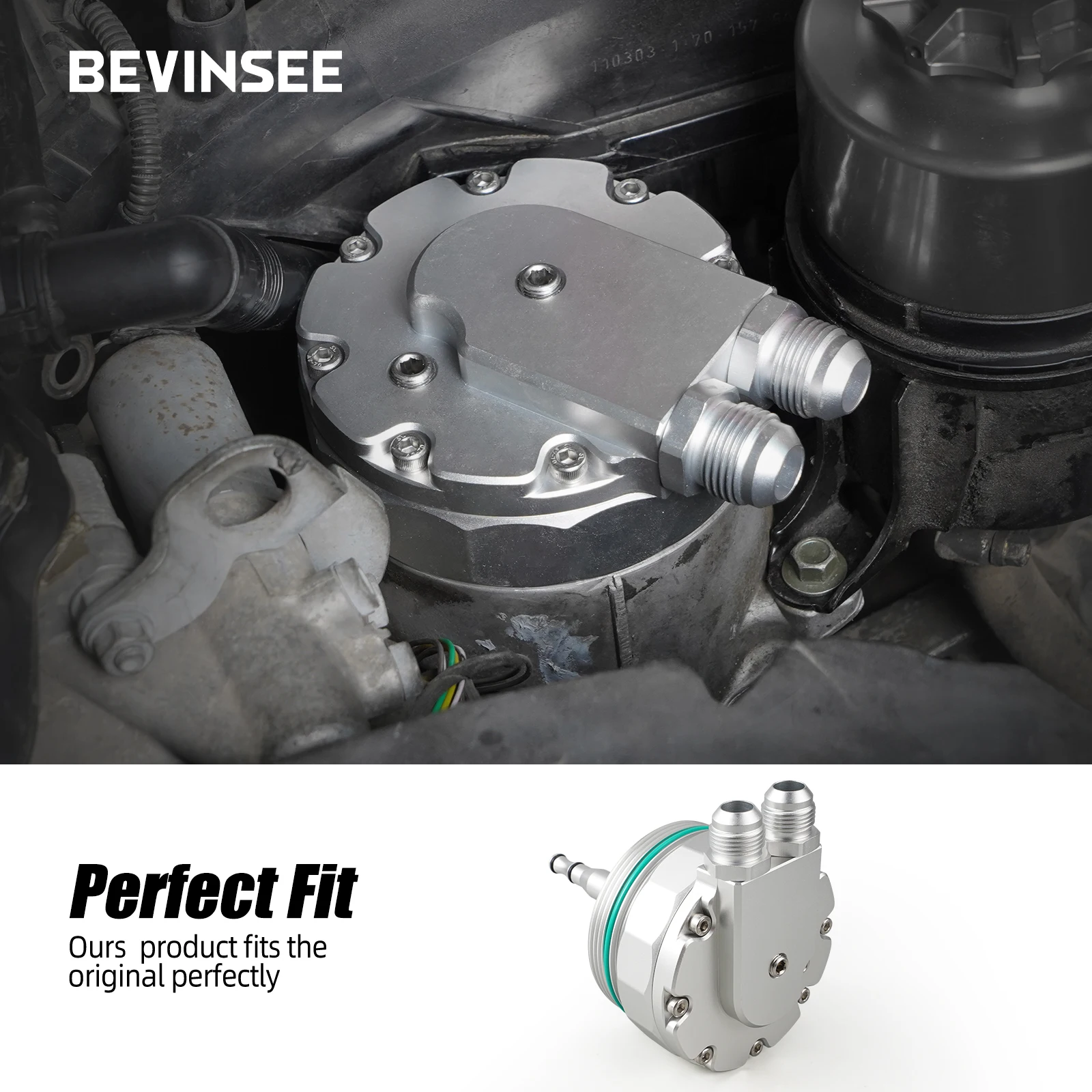 BEVINSEE Tappo Filtro Olio Per Radiatore Olio per BMW M52 M54 E36 E46 E39 E60 E61 X3 X5 Z3 Z4 328i 330i 525i 528i 530i 11421744000