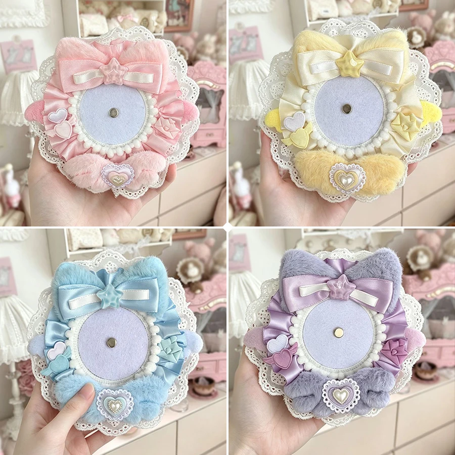 Innovative and Creative Sweet and Cute Round Plush Lace Badge Holder, Handmade DIY Anime Cartoon Character Merchandise Badge, Celebrity Idol Support Badge, Badge Display Stand, Storage Decoration, Badge Holder, Back-To-School Season, Graduation Season, Homecoming Season, Halloween, Easter, Holiday Gifts, Lolita Creative Small Items, Gumi Goods, Itabag, Itaboard, Material Accessories, Badge Holder