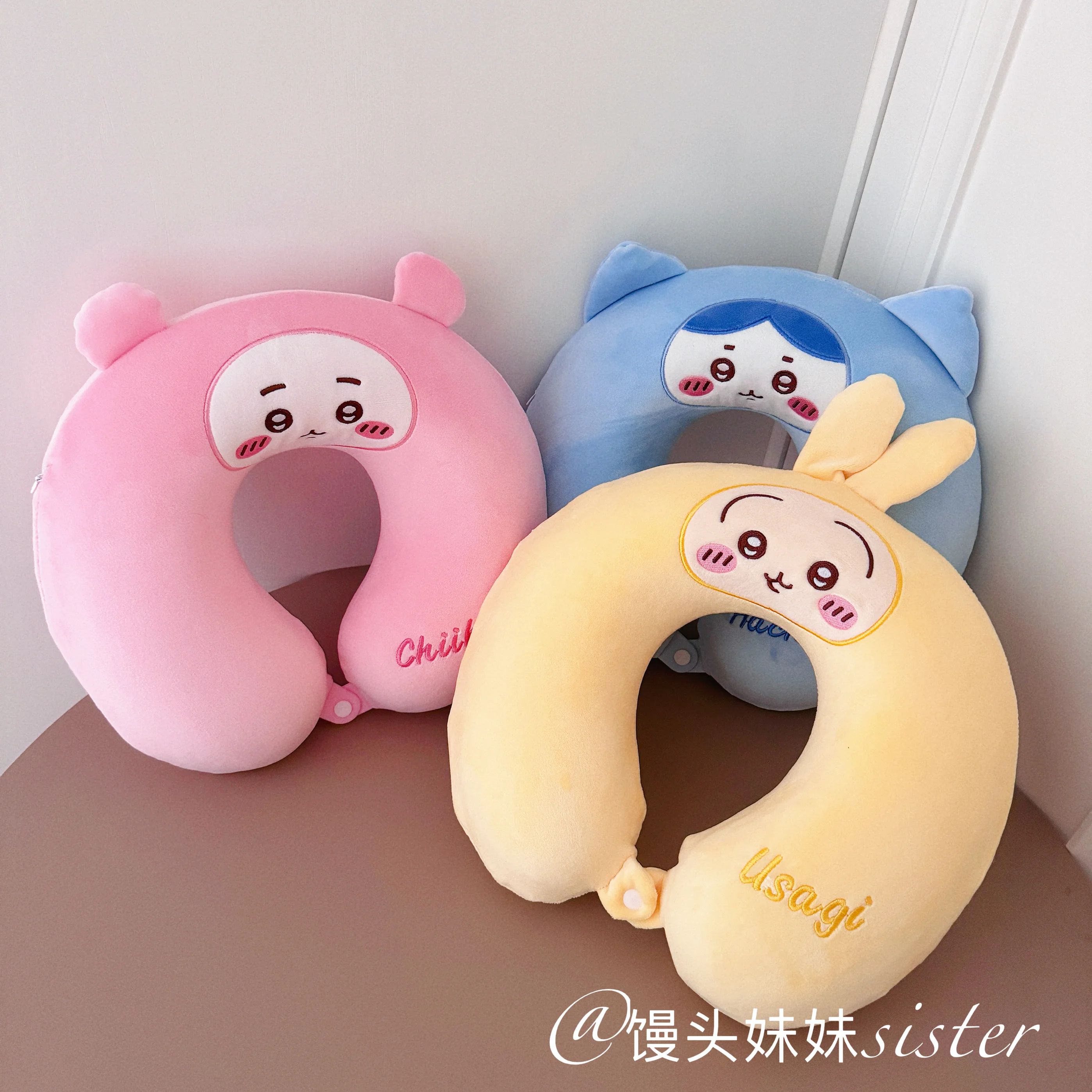 Kawaii Memory Foam Chiikawa Comfortable U-shaped Neck Pillow Usagi Hachiware Plush Travel Pillow Nap Pillow Gift