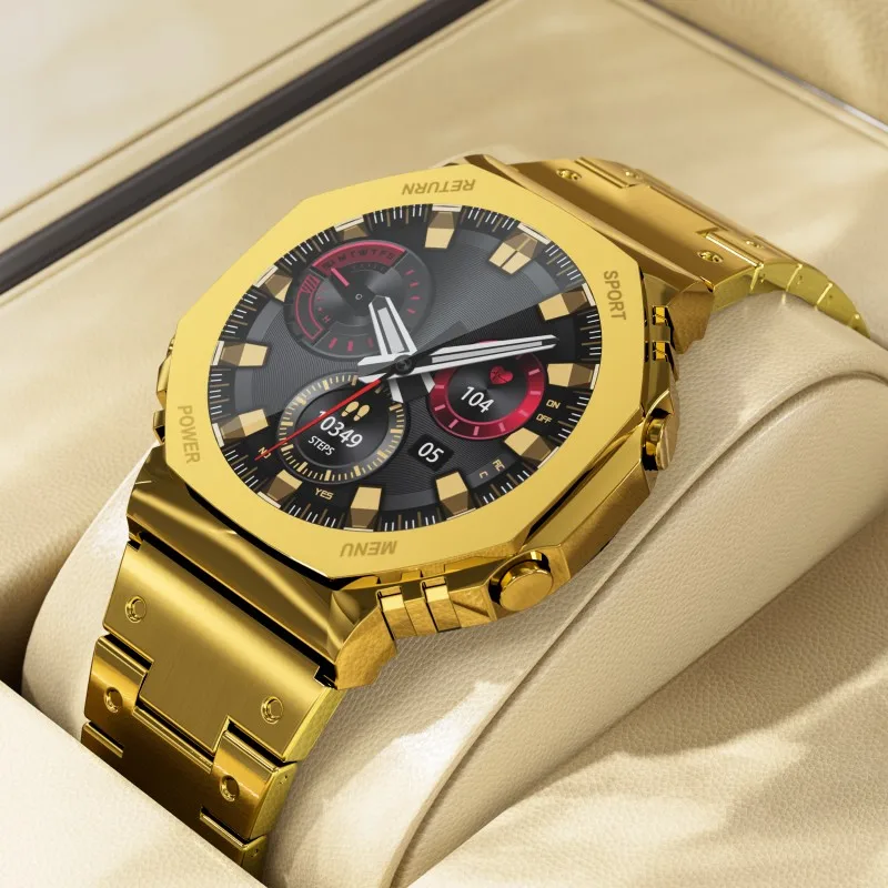 

AW51 Sports Smart Watch Men 1.32-inch Screen Bluetooth Call & Message Notification Play Music Octagon Oak Fashion Smartwatch