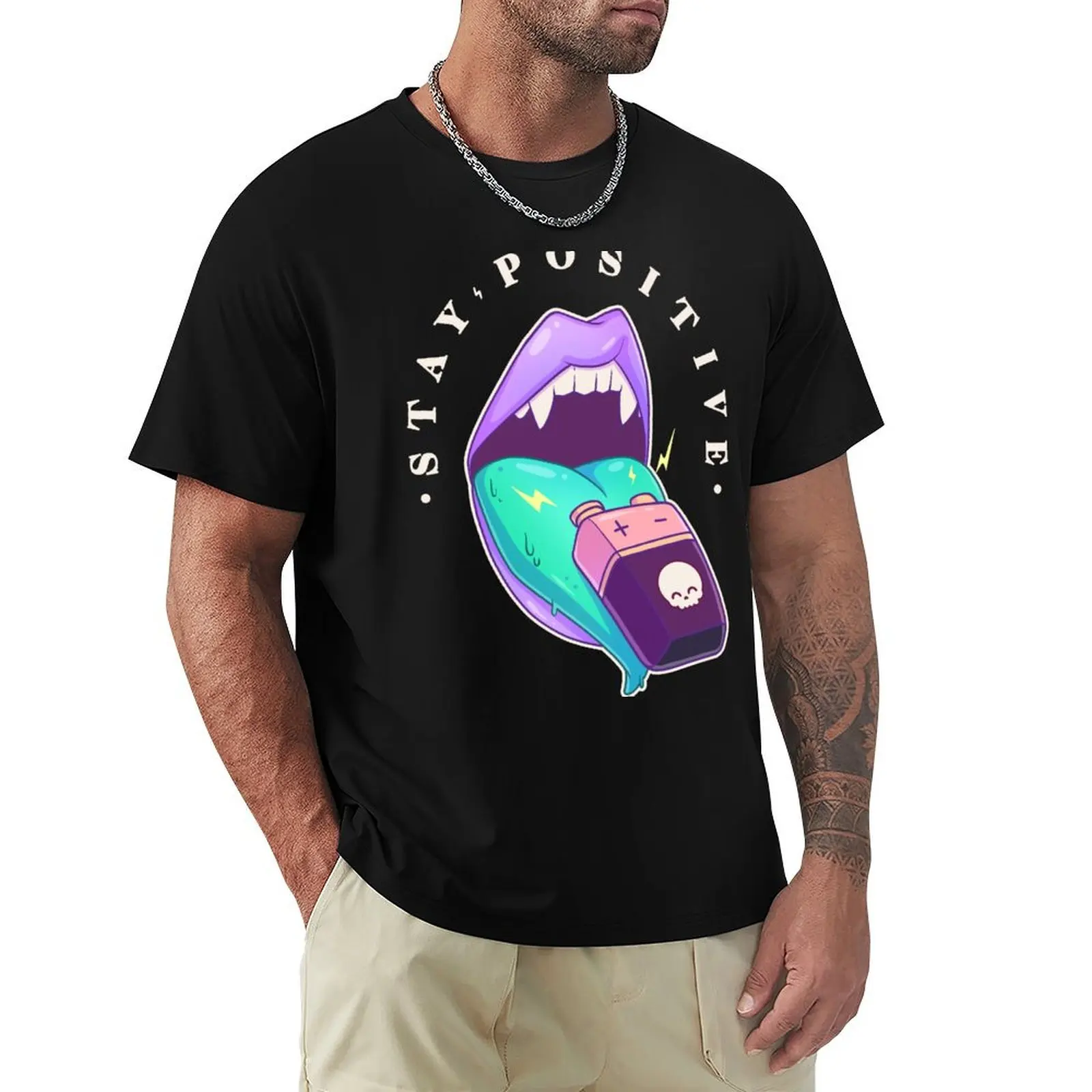 Stay Positive Pastel Vampire Mouth - Kawaii Krypt T-Shirt Summer Sports Quick Dry T-Shirt