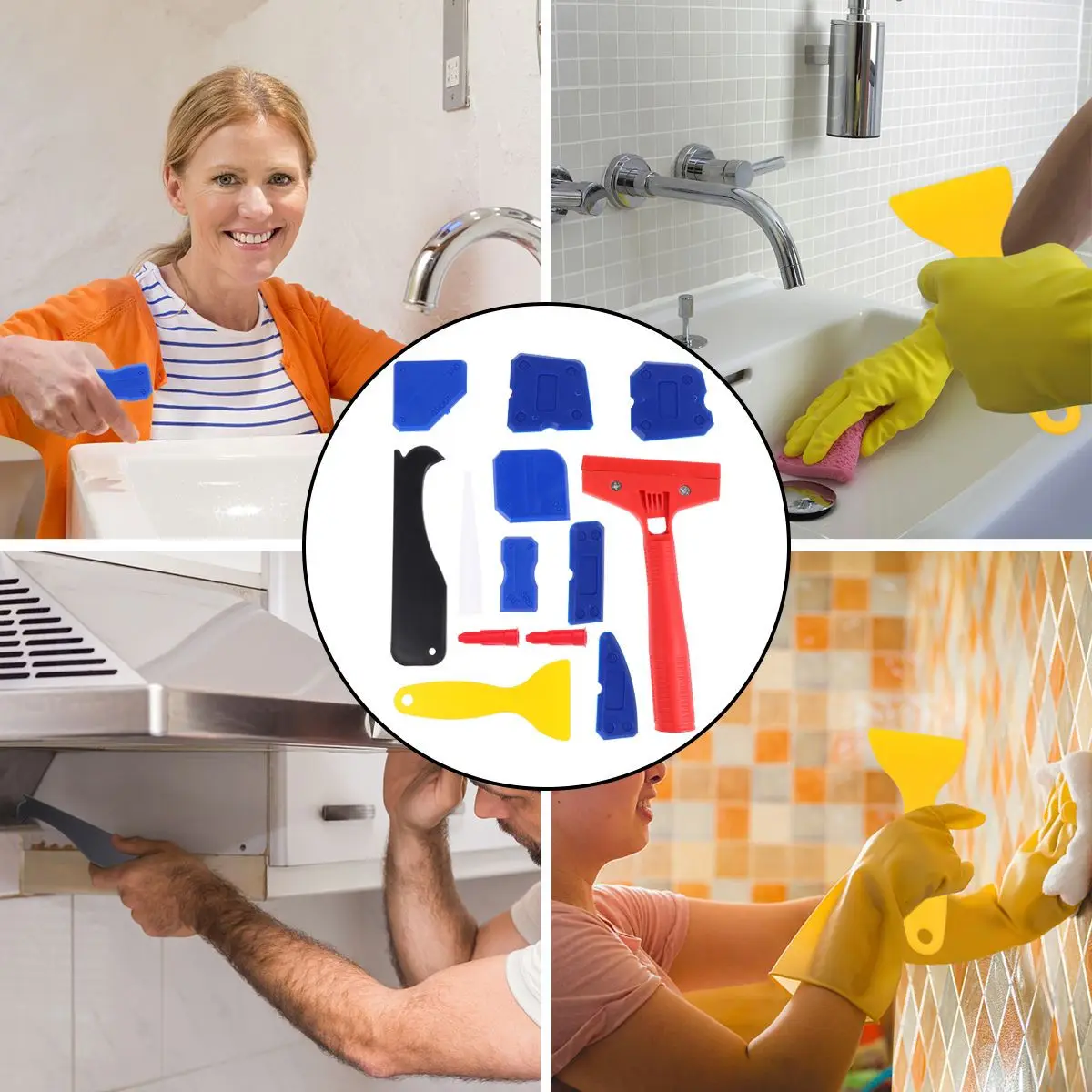 

1Set Durable Plastic Sealant Scraper Remover Glue Spatula for Kitchen Bathroom Caulking DIY Home Improvement Glue Spatula