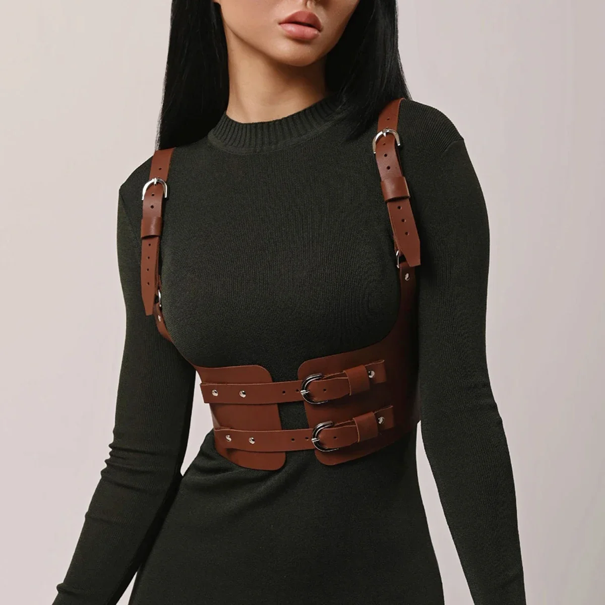 ผู้หญิงแฟชั่น Punk เข็มขัดเอวตกแต่ง Street สไตล์เข็มขัดกว้าง Suspenders รัดตัวสายรัดเข็มขัด Gothic เสื้อผ้า Accessorie