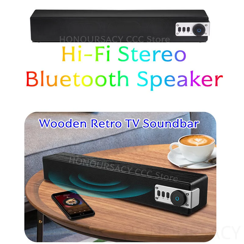 

Переносной деревянный ретро-телевизор, звуковая панель, Bluetooth-динамик, Hi-Fi стерео, глубокие басы, беспроводное аудио с TF-картой, воспроизведение белого шума, FM-радио