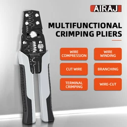 AIRAJ Crimping Pliers, Cutting and Stripping Wires Cold Pressing Terminals, Multifunctional Electrician Specific Crimping Pliers