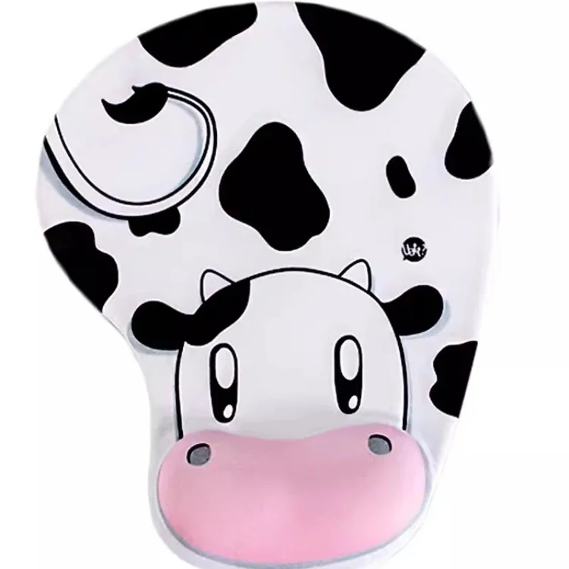 Cartoon Cow Mouse Pad with Wrist Rest for Computer Laptop Notebook Small Size Pad Keyboard Deskpad Home Office Desk Accessories