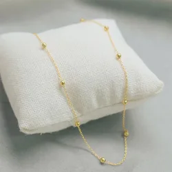 SMILE Real 18K Gold Golden Ball Starry Sky Necklace AU750 Women's Fashion Necklace Boutique Jewelry Gift X0036